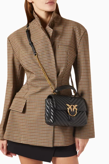 Love Lady Puff Top Handle Bag in Chevron Leather