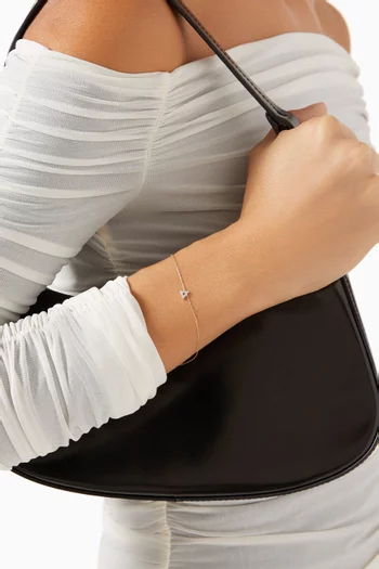 سوار ميني بتصميم سلسلة بحلية مثلثة مرصعة بالماس ذهب عيار 14