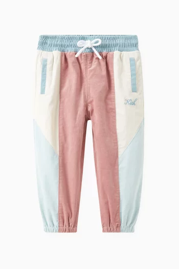 Novelty Colour-block Trackpants in Corduroy