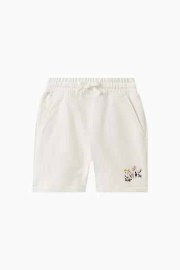 Floral Logo Shorts in Cotton
