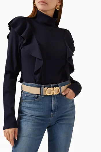 Reversible Gancini Belt in Leather