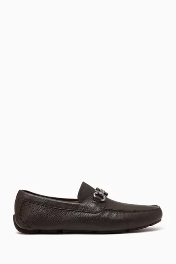 Gancini Ornament Driver Shoes in Calfskin Leather