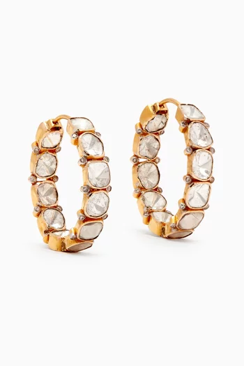 Chandra Reversible Hoop Earrings in 14kt Gold & Uncut Polki Diamonds