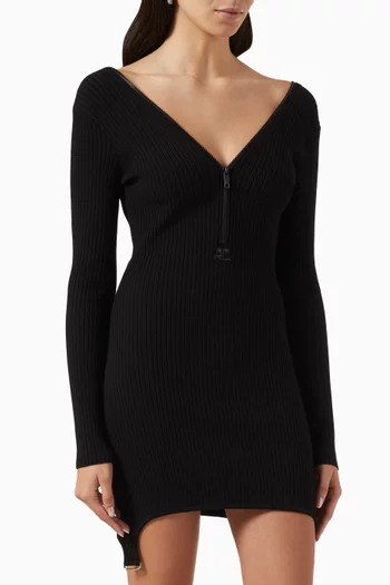 Zip Dress in Ribbed Knit