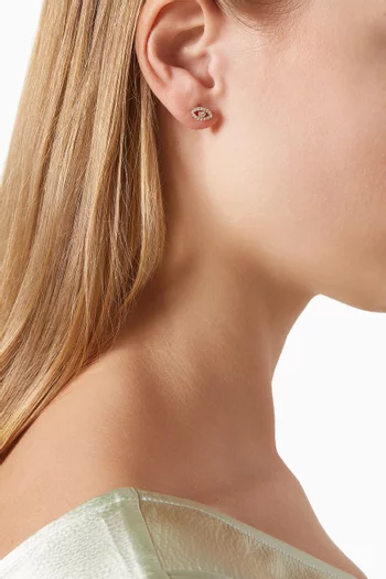Evil Eye Diamond Stud Earrings in 18kt Rose Gold