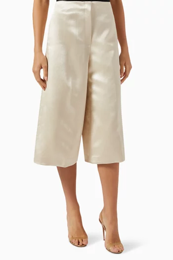 Wide-leg Culottes in Bonded-satin