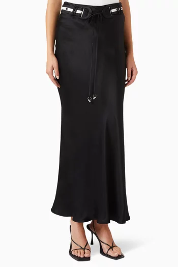 Belted Midi Skirt in Viscose