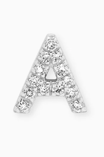 A Letter Diamond Single Stud Earring in 18kt White Gold