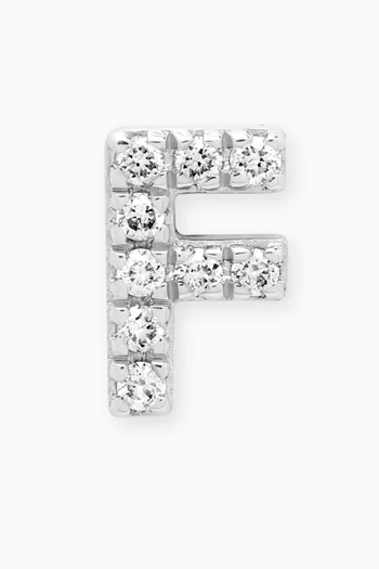 F Letter Diamond Single Stud Earring in 18kt White Gold