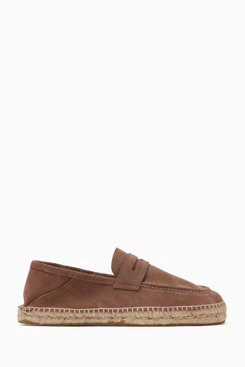 Penny Loafer Espadrille in Suede