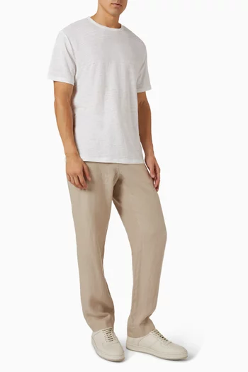 تي شيرت بفتحة رقبة مستديرة كتان