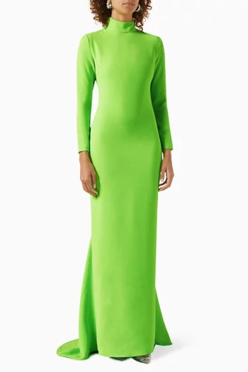 Vivienne High-neck Maxi Dress in Crepe