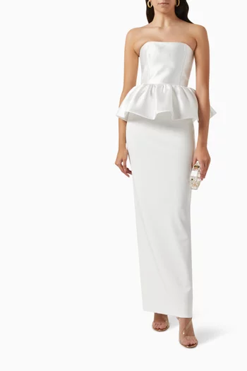 Maddison Peplum Maxi Dress in Crepe