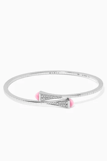 Cleo Diamond & Quartz Slim Bracelet in 18kt White Gold
