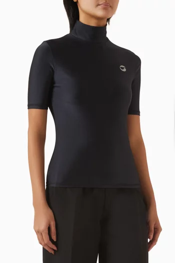 High-neck Logo Top in Jersey