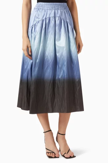 Dip-Dye Ombré Tiered Skirt in Italian Cotton-Blend
