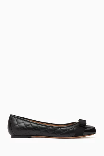 Varina Quilted Ballerina Flats in Leather