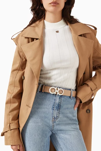 Reversible Gancini Belt in Leather