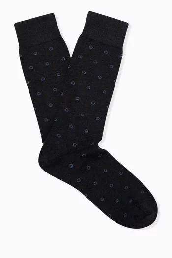 Gancini Medium Socks in Jacquard Weave
