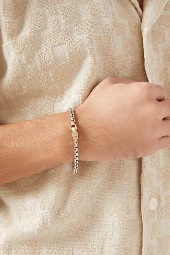 سوار بحلقات مربعة فضة إسترلينية وذهب أصفر عيار 14، 5 مم