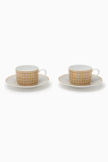 Unused Mosaique Au 24 Gold Tea Cup Set in Porcelain
