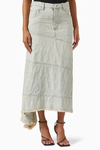The Monogram Denim Skirt in Cotton