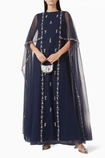 Slit Kaftan Midi Dress in Ecovero Viscose & Lace