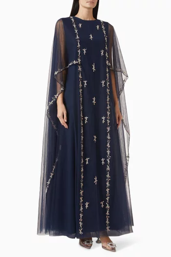 Slit Kaftan Midi Dress in Ecovero Viscose & Lace