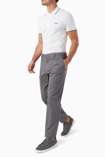 تي شيرت بولو مطرز بشعار الماركة قطن