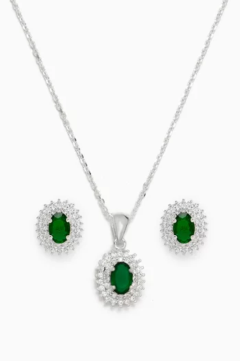 Ayesha Necklace & Earrings Set in Sterling Silver
