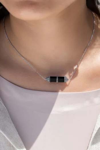 Chakra Medium Black Onyx & Diamond Necklace in 18kt White Gold