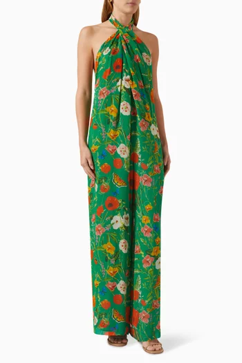 Marion Floral Print Jumpsuit in Silk