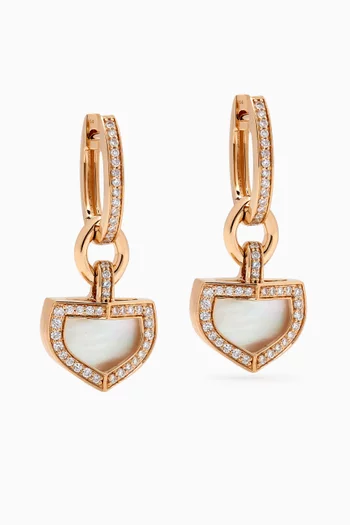 Dome Art Deco Diamond & Mother of Pearl Earrings in 18kt Gold