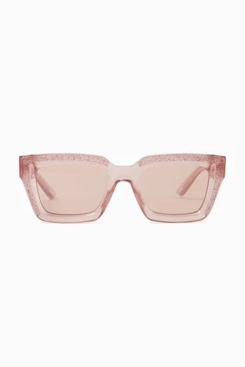 Megs Rectangular Frame Sunglasses in Acetate