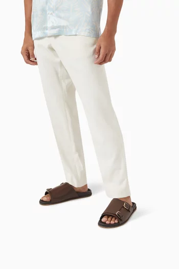 Double Buckle Slides in Patina Calf-skin Leather