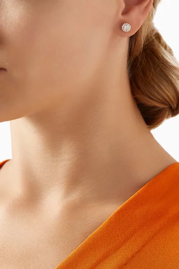 أقراط دائرية مرصعة بماسات مستديرة ذهب أصفر عيار 18