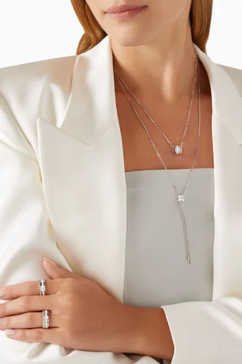 Quatre White Edition Diamond Small Pendant Tie-up Necklace 18kt White Gold