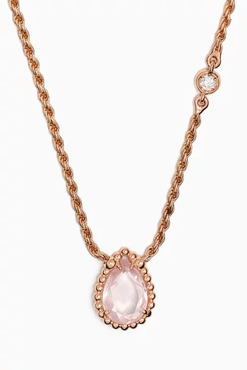 Serpent Bohème Diamond XS Motif Pink Quartz Pendant Necklace in 18kt Rose Gold