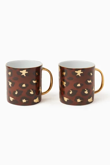 Leopard Mug in Porcelain,  Set of 2