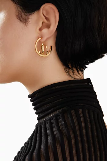 JC Monogram Hoop Earrings in Gold-finish Brass