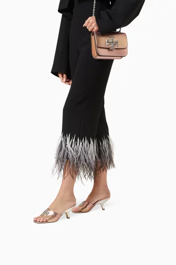 حذاء مفتوح الينور مرصع بأحجار بافيه بكعب 65 مم جلد لامع بنقشة جلد الأفعى