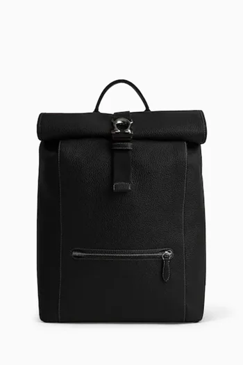 Beck Roll Top Backpack in Pebble Leather