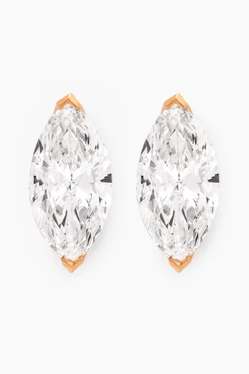Marquise Diamond Stud Earrings in 18kt Yellow Gold, 1ct