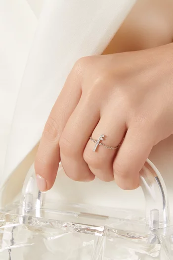 Initial Adjustable Chain Ring – Letter "A" in 18kt White Gold