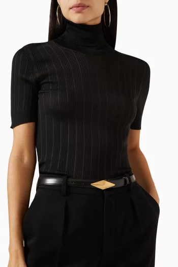 Diamond Clasp Belt in Polished Leather