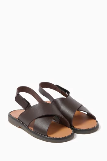 Cross Strap Sandals in Leather
