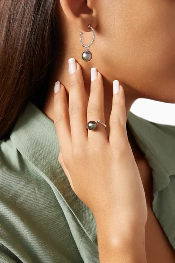 Pearl Hoop Earrings in 18kt White Gold