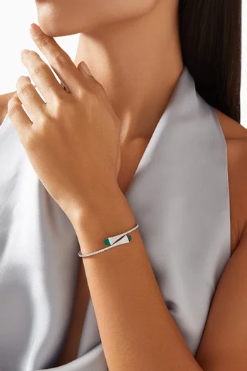 Cleo Diamond & Agate Midi Slip-on Bracelet in 18kt White Gold