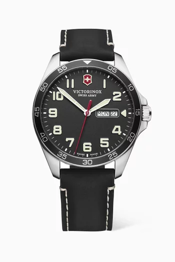 FieldForce Quartz Stainless Steel & Leather Watch, 42mm