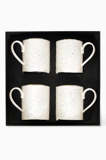 طقم أكواب بنقشة زهور بورسلين، 4 قطع